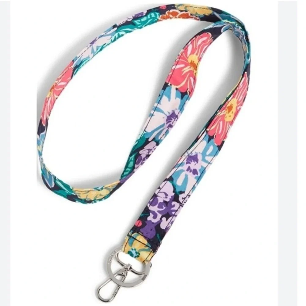 Vera Bradley Happy Blooms Wide Lanyard Floral ID Key Holder 26737-V46 NEW
